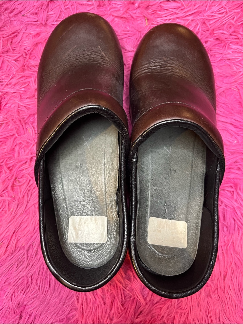 Danskos Brown Leather Slip-On clogs